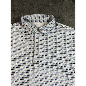 Ibkul Polo Shirt Mens Large Wine Liquor AOP Pattern Golf Performance Stretch